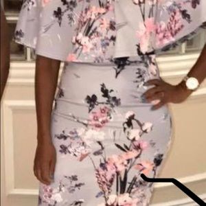 2 pieces set crop top and high waist skirt